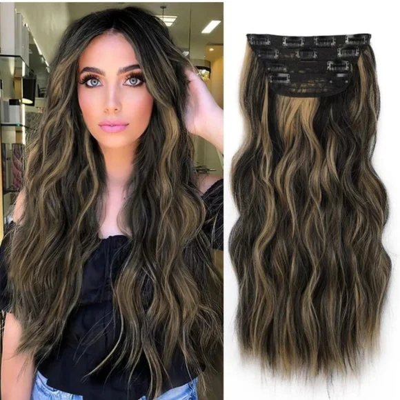 Clip in hair extensions 20 inch 4 pieces 11 clips - Picture 1 of 5